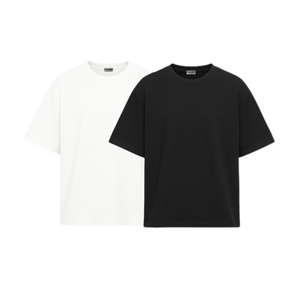 Dwupak BASIC TEE – Czarna + Biała