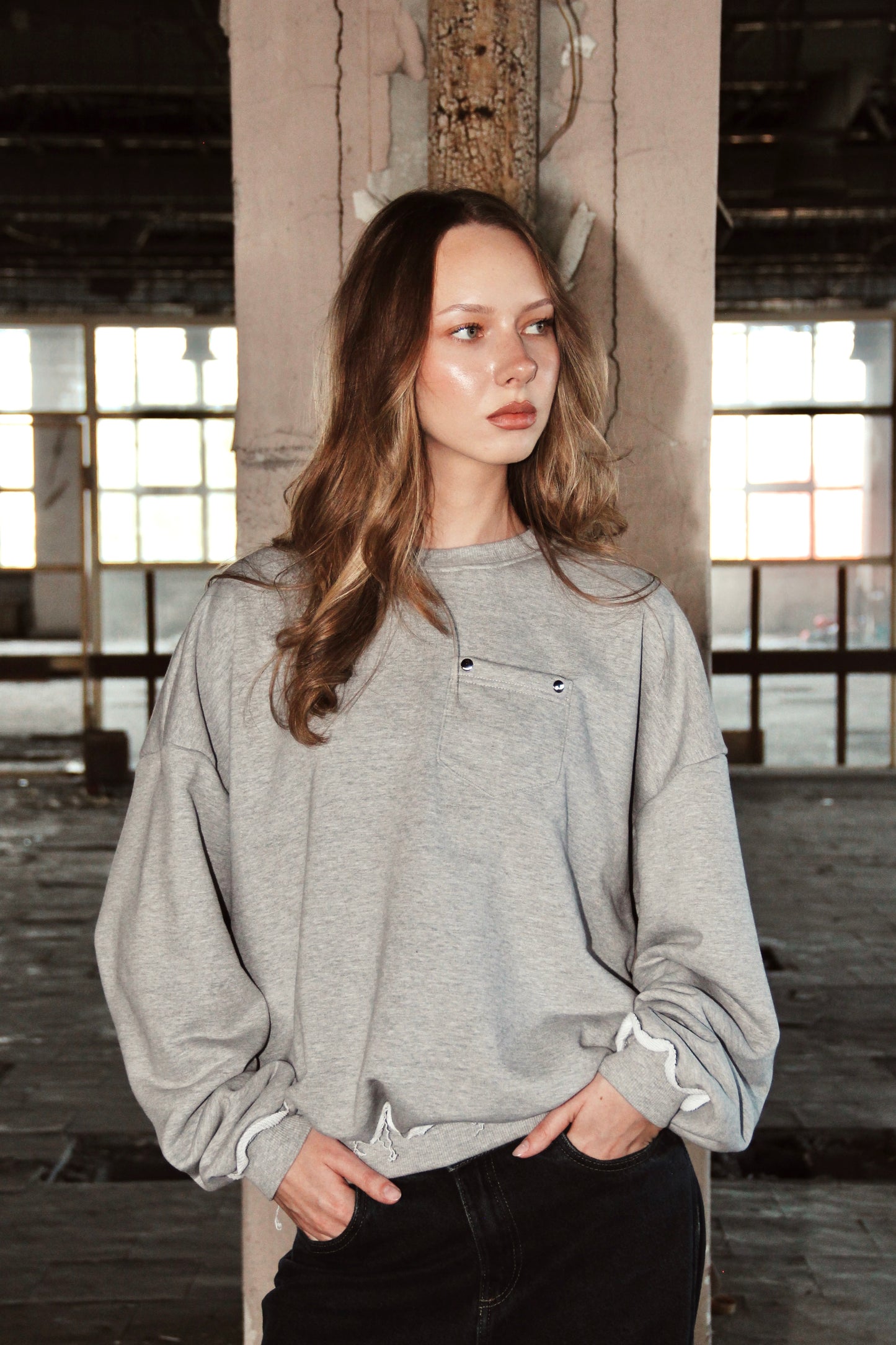 Dwupak PUFFY CREWNECK - czarna + szara